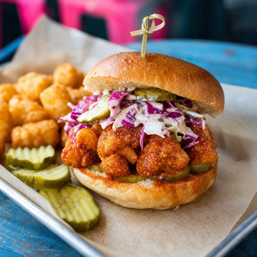 Nashville Hot Cauliflower Sliders, finished dish