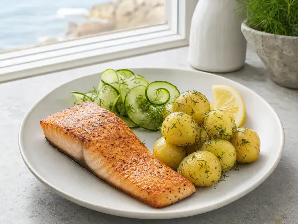 Norwegian Salmon with Dill Potatoes, finished dish