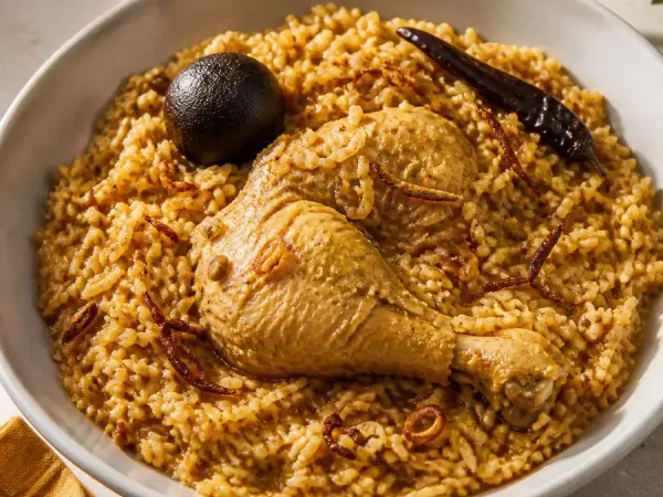 Omani Madrouba Coconut Chicken Rice, finished dish