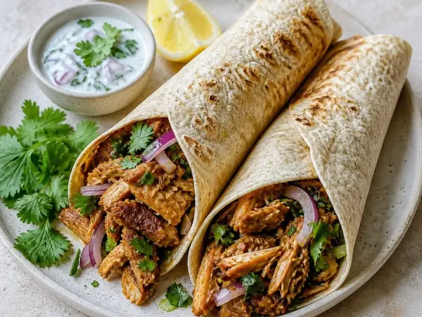Omani Shuwa-Inspired Spiced Chicken Wraps, finished dish