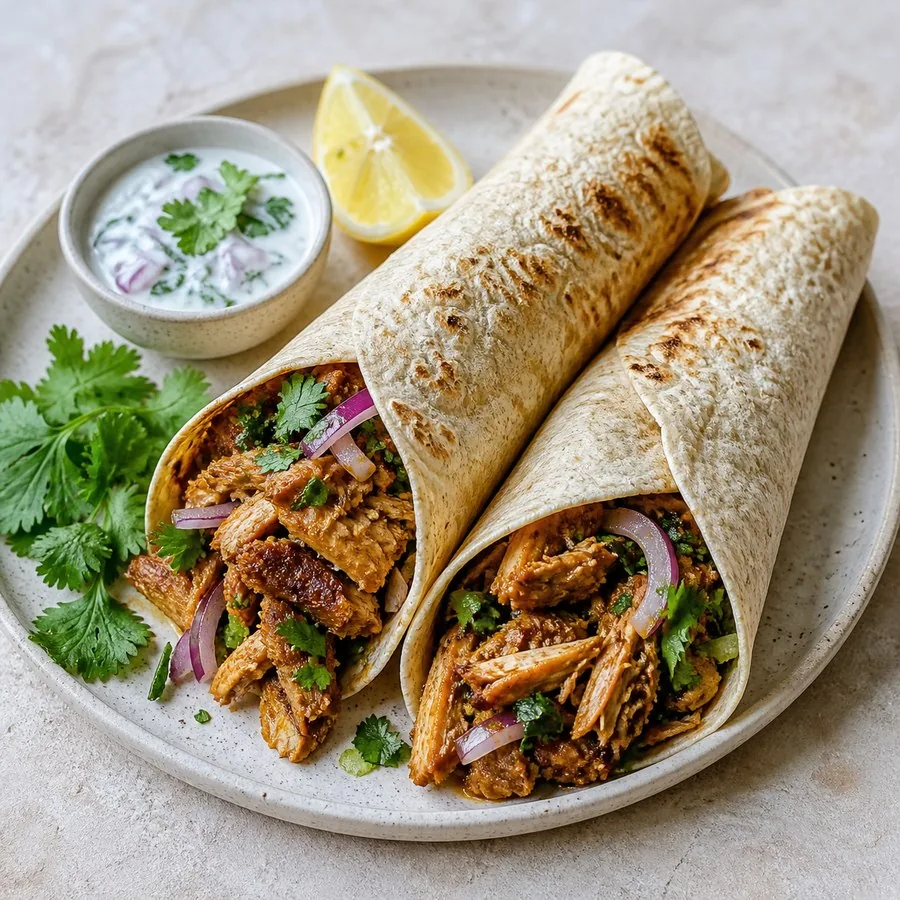 Omani Shuwa-Inspired Spiced Chicken Wraps, finished dish