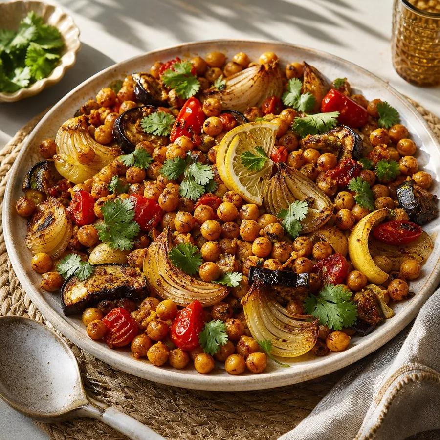 Omani Shuwa-Spiced Chickpea Traybake, finished dinner
