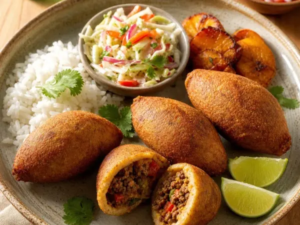 Panamanian Carimanola Beef Croquettes, finished dish