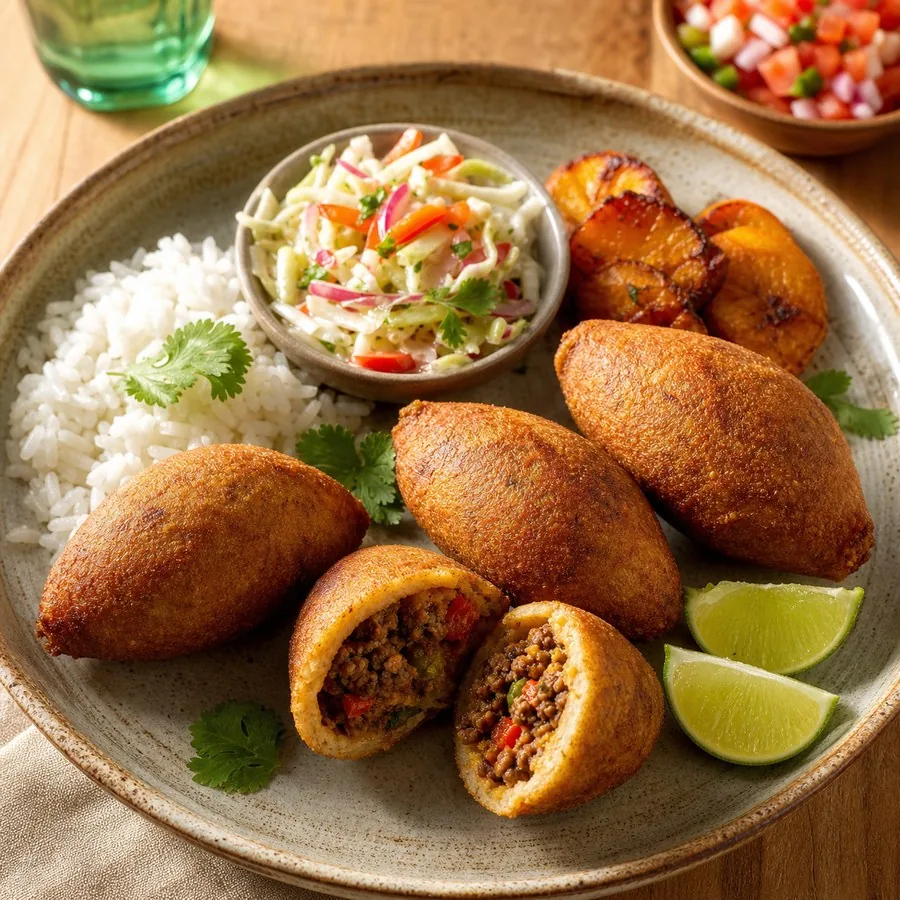 Panamanian Carimanola Beef Croquettes, finished dish