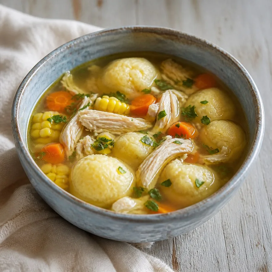 Paraguayan Bori Bori Chicken Soup, finished dish