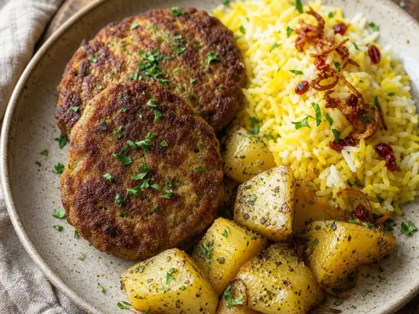 Persian Kotlet Potato Beef Patties, finished dish