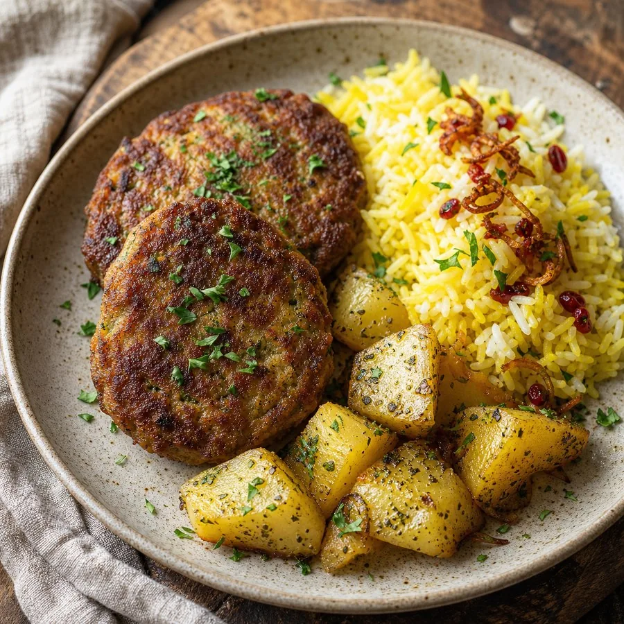 Persian Kotlet Potato Beef Patties, finished dish
