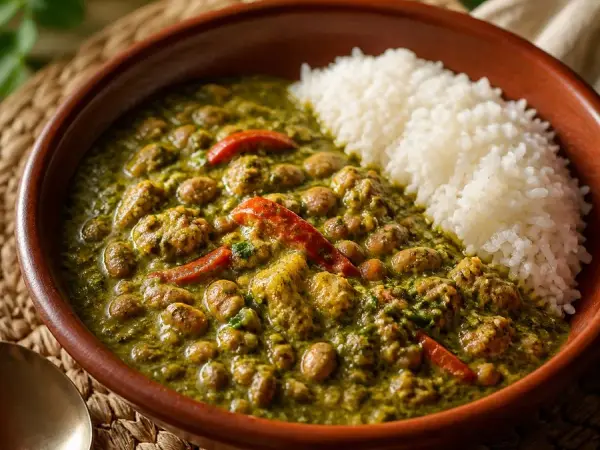 Peruvian Seco de Frijoles with Rice, finished dish