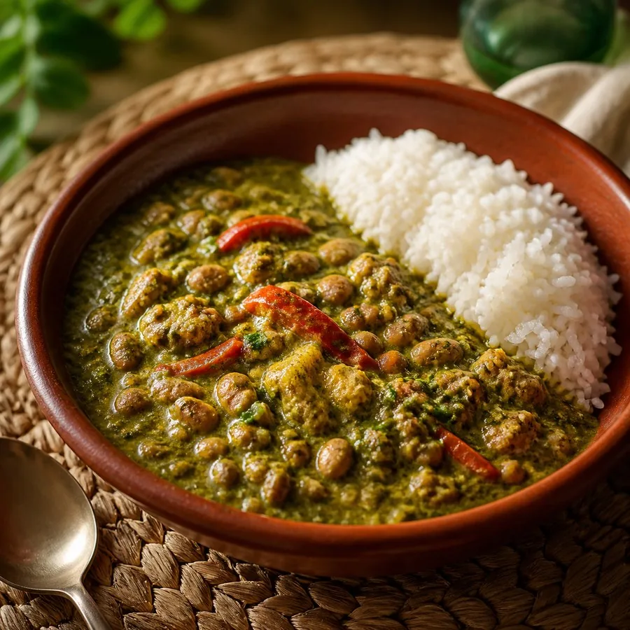 Peruvian Seco de Frijoles with Rice, finished dish