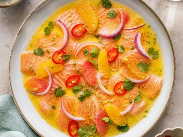 Peruvian Tiradito-Inspired Citrus Trout, finished dish