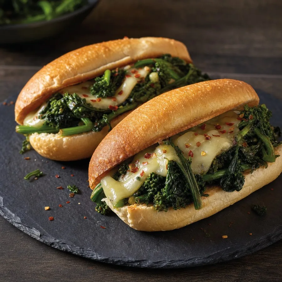 Philadelphia Broccoli Rabe and Provolone Hoagies, finished dish