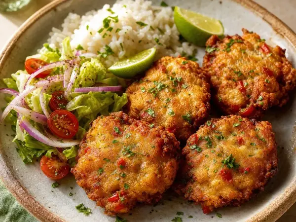 Puerto Rican Bacalaitos-Inspired Cod Fritters, finished dish