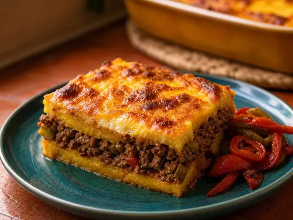 Puerto Rican Pastelón Plantain Beef Bake, finished dish