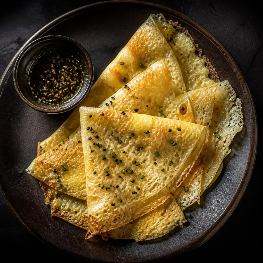 Qatari Regag Egg Cheese Crepes, finished dish