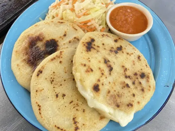 Salvadoran Bean and Cheese Pupusas with Curtido, finished dish