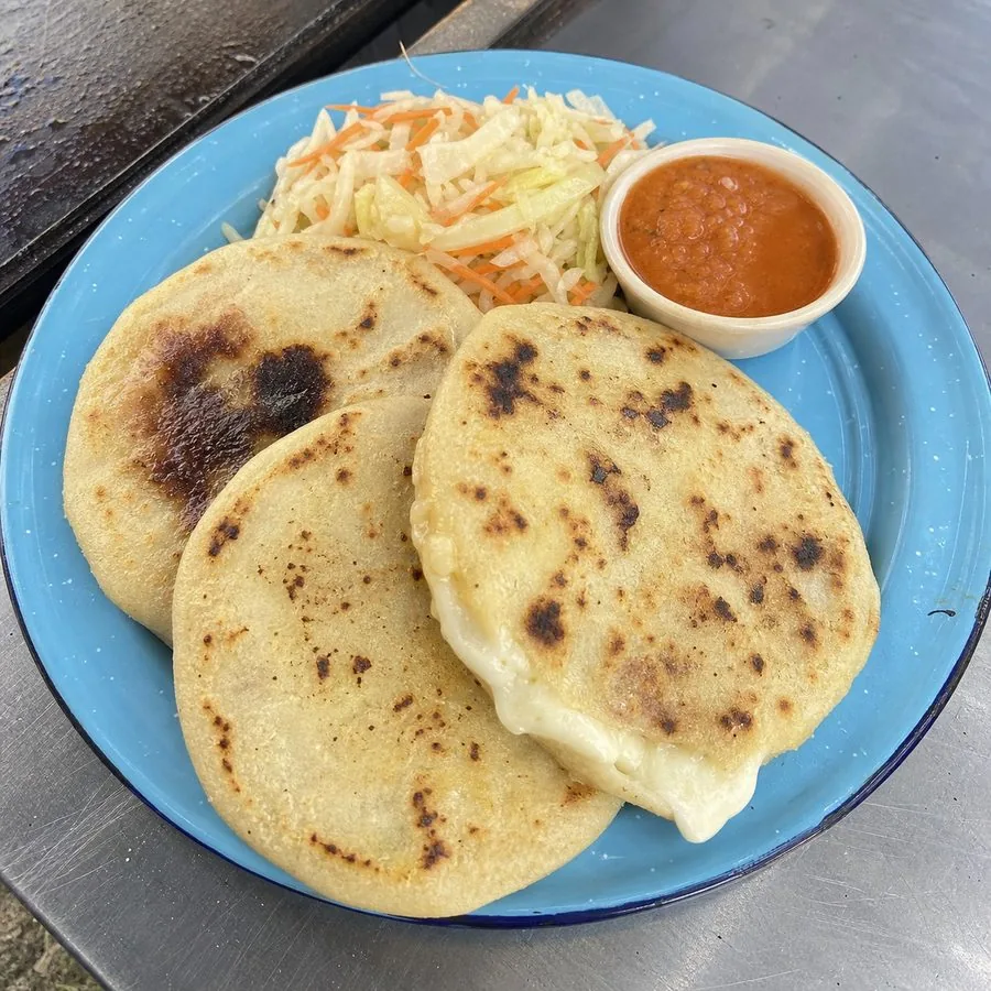 Salvadoran Bean and Cheese Pupusas with Curtido, finished dish