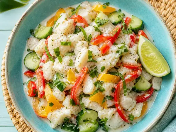 Samoan Oka-Inspired Coconut Fish Salad, finished dish