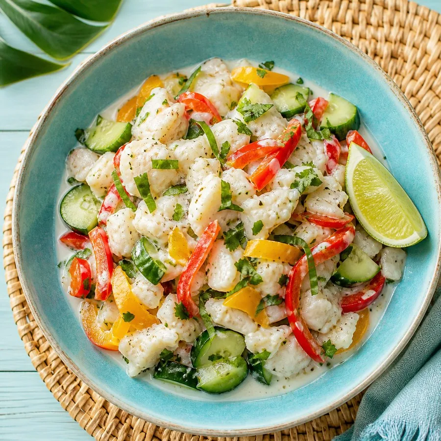 Samoan Oka-Inspired Coconut Fish Salad, finished dish