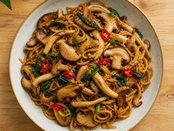 Samoan Sapasui Mushroom Noodles, finished dinner