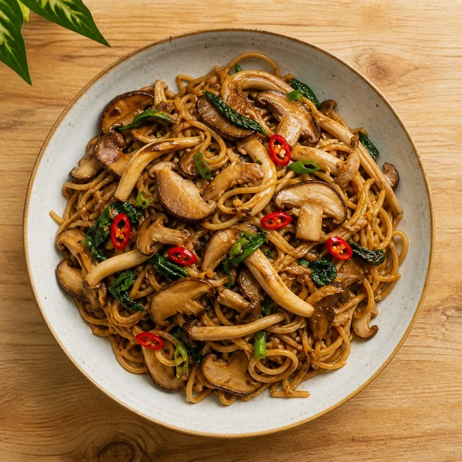 Samoan Sapasui Mushroom Noodles, finished dinner