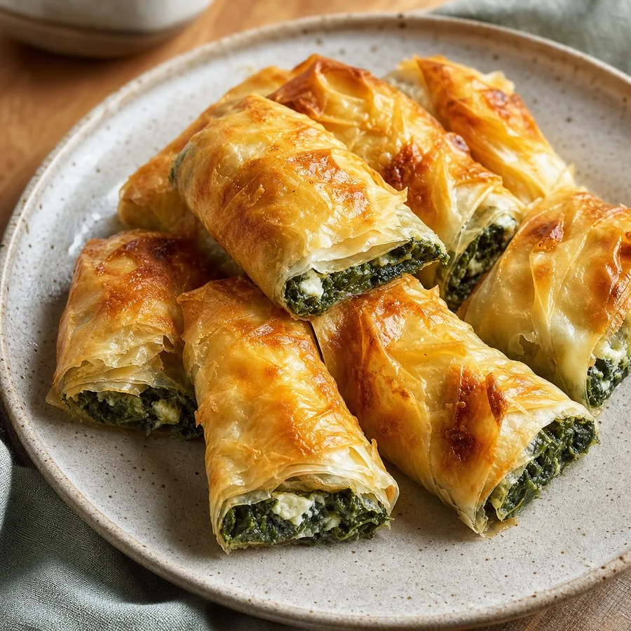 Serbian Gibanica Spinach Cheese Rolls, finished dish
