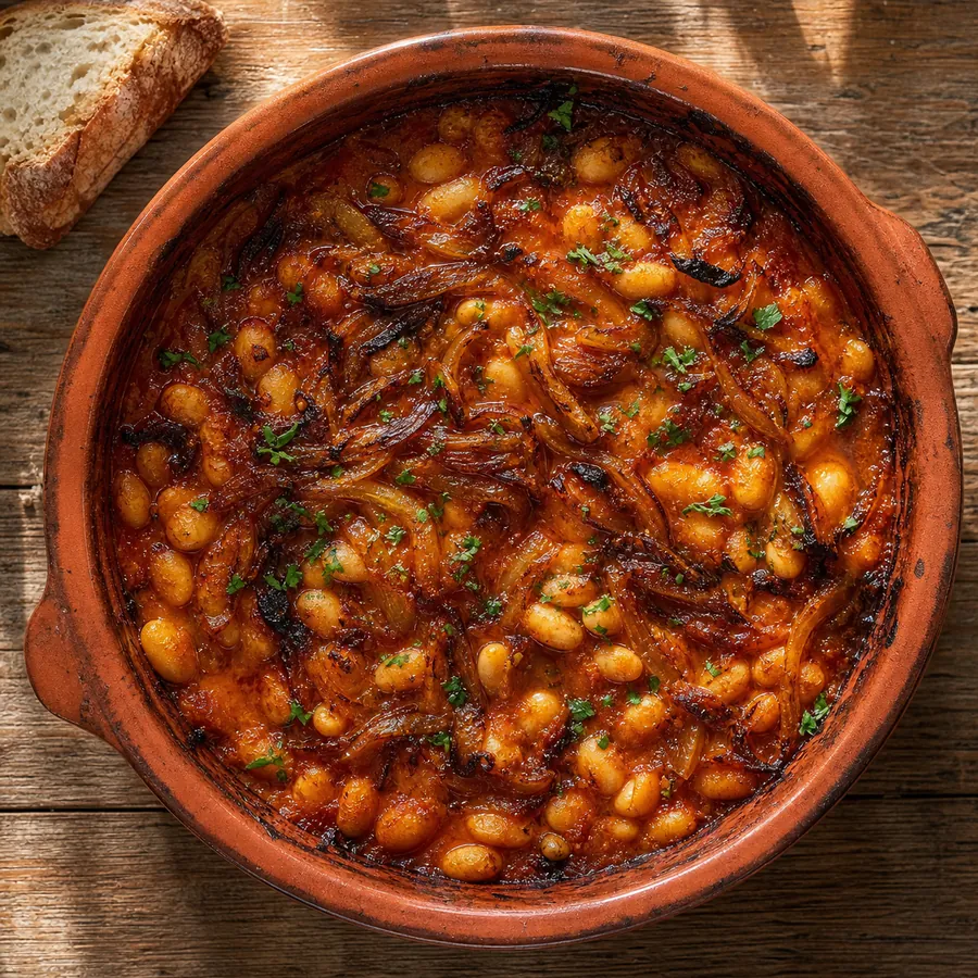 Serbian baked beans with paprika onions