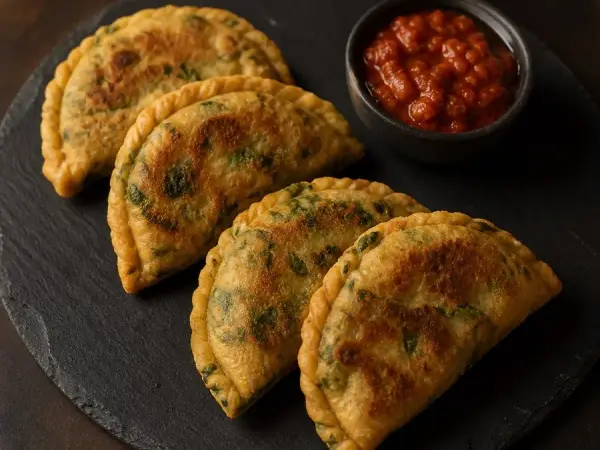 Sikkimese Shabaley Spinach Potato Pies, finished dish