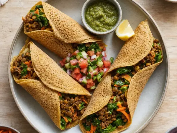 Somali Canjeero Lentil Wraps, finished dinner