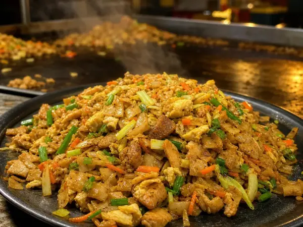 Sri Lankan Chicken Kottu Roti with Vegetables, finished dish