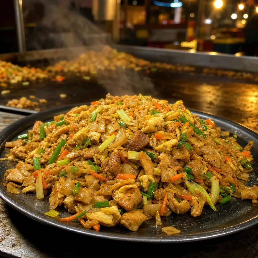 Sri Lankan Chicken Kottu Roti with Vegetables, finished dish
