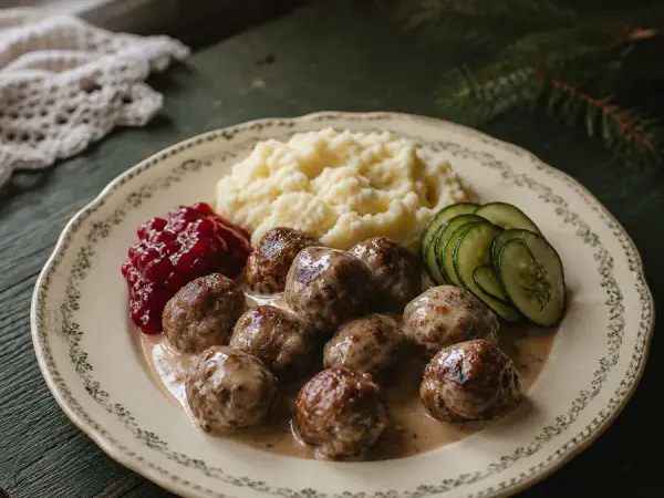 Swedish Meatballs with Lingonberry Gravy, finished dish