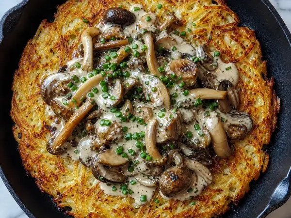 Swiss Mushroom Rösti with Herbs, finished dish