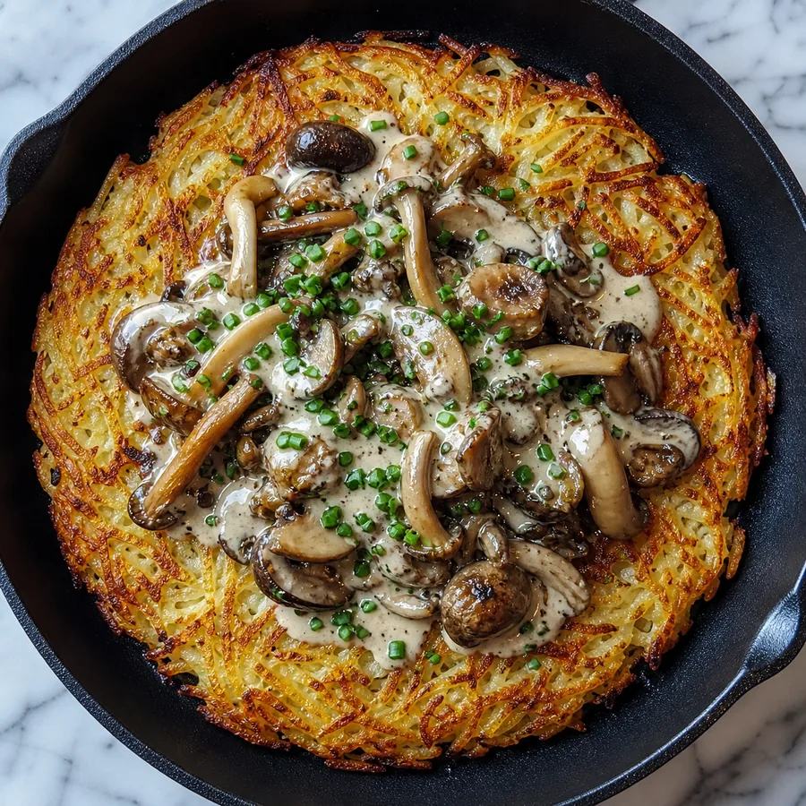 Swiss Mushroom Rösti with Herbs, finished dish