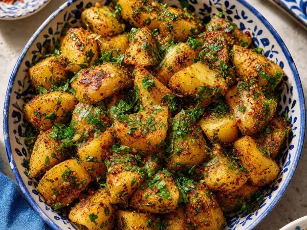 Syrian Batata B'Harra Potato Herb Skillet, finished dish