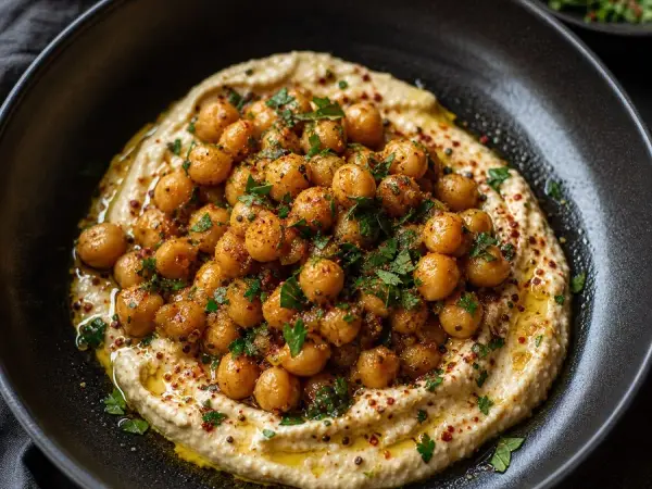 Syrian Musabaha Warm Chickpeas, finished dish