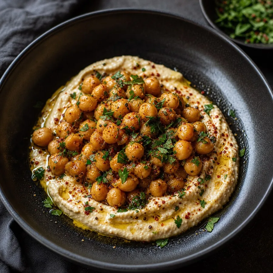 Syrian Musabaha Warm Chickpeas, finished dish