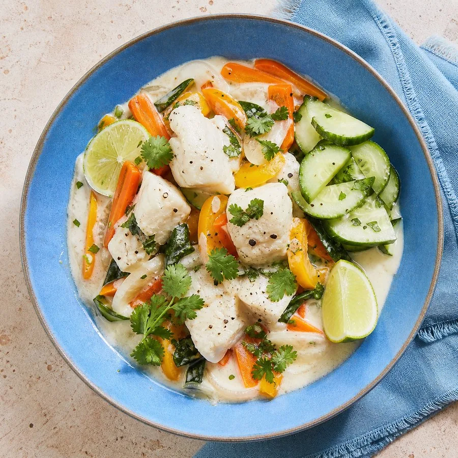 Tahitian Poisson Cru-Inspired Coconut Lime Fish, finished dish
