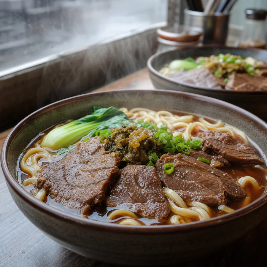 Taiwanese Beef Noodle Soup, finished dish