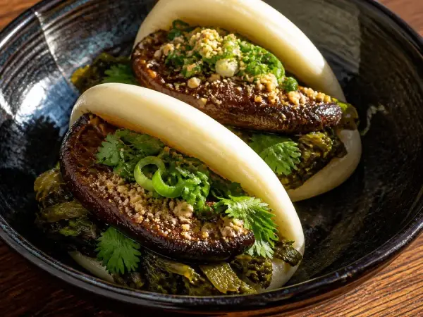 Taiwanese Guabao Mushroom Buns, original finished dish food photograph