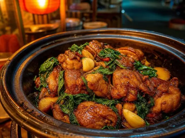 Taiwanese Three Cup Chicken with Basil, finished dish
