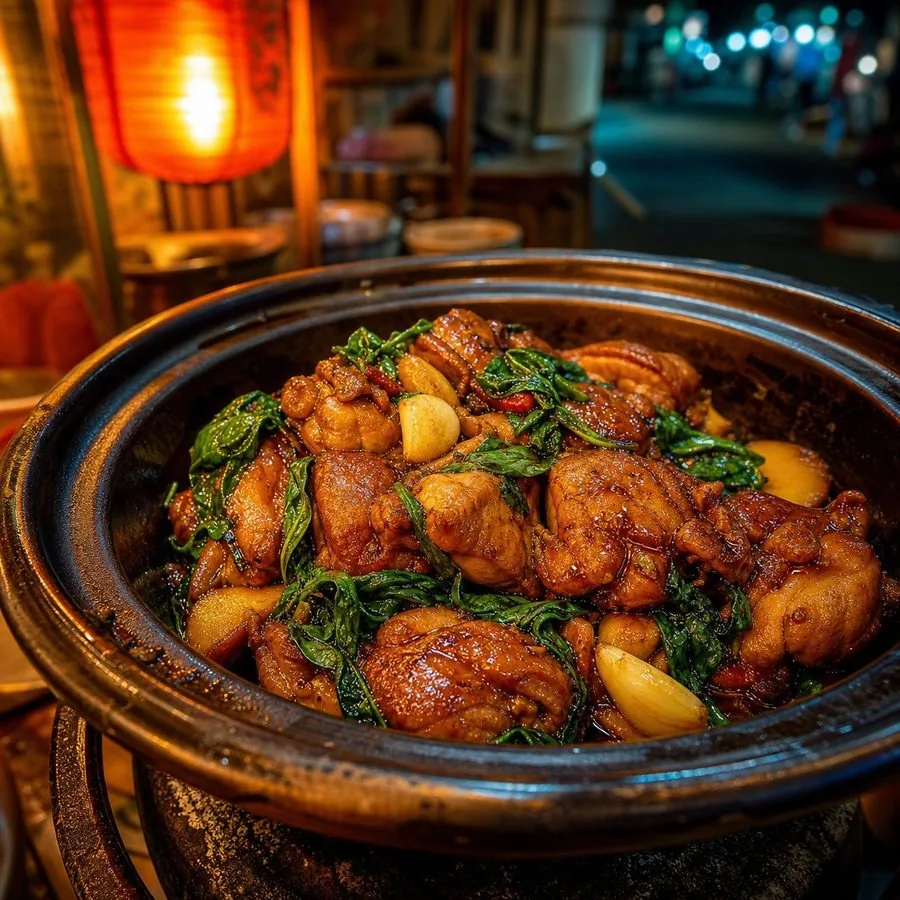 Taiwanese Three Cup Chicken with Basil, finished dish