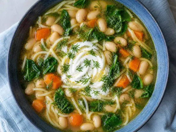 Tajik Oshi Burida White Bean Soup, finished dish