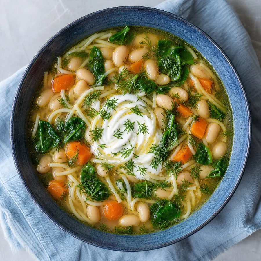 Tajik Oshi Burida White Bean Soup, finished dish