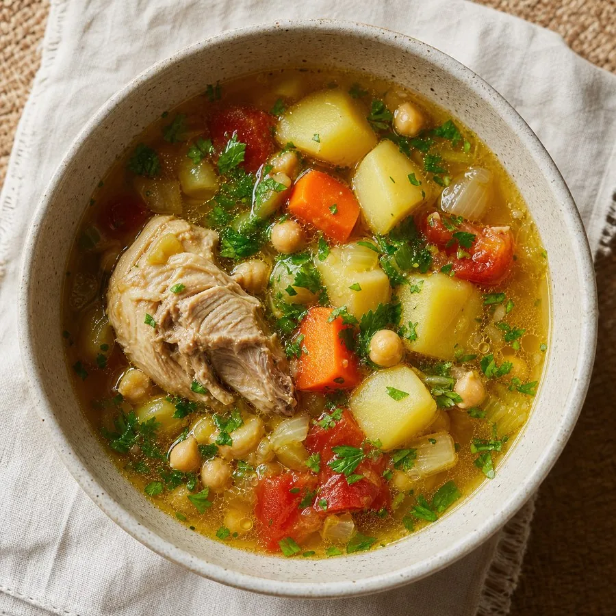 Tajik Shurbo Chicken Soup, original finished dish food photograph