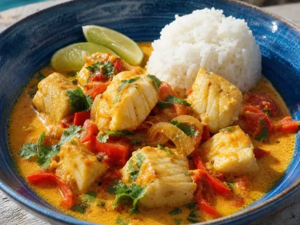 Tanzanian Coconut Fish Curry with Tomatoes, finished dish