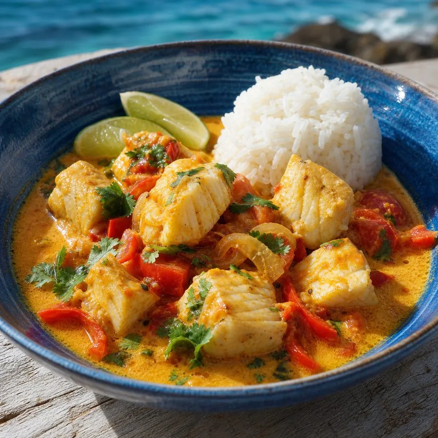 Tanzanian Coconut Fish Curry with Tomatoes, finished dish