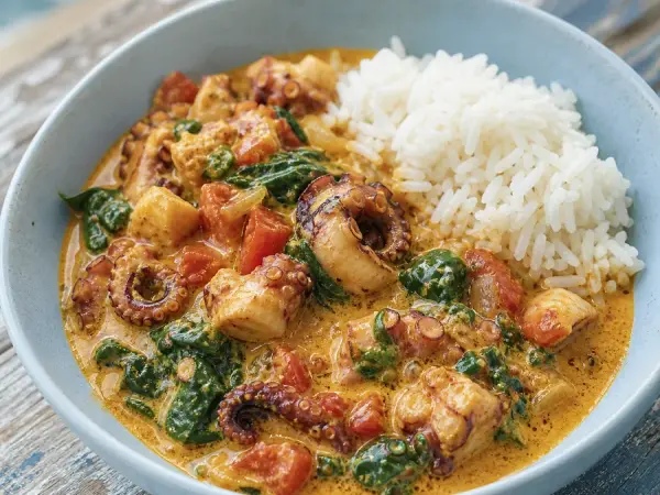 Tanzanian Zanzibar Octopus Coconut Curry with rice