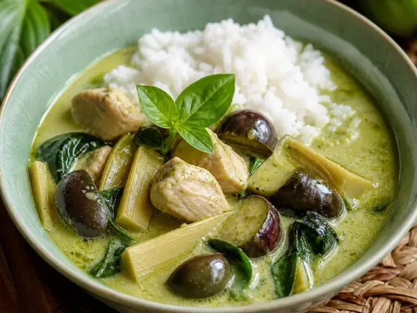 Thai Green Curry Chicken with Eggplant, finished dish