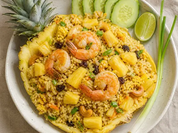 Thai Khao Pad Sapparod Pineapple Fried Rice, original finished dish food photograph