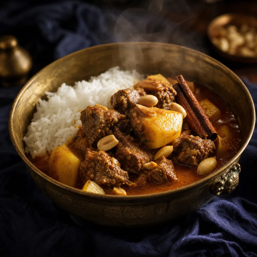 Thai Massaman Beef Curry with Potatoes, finished dish